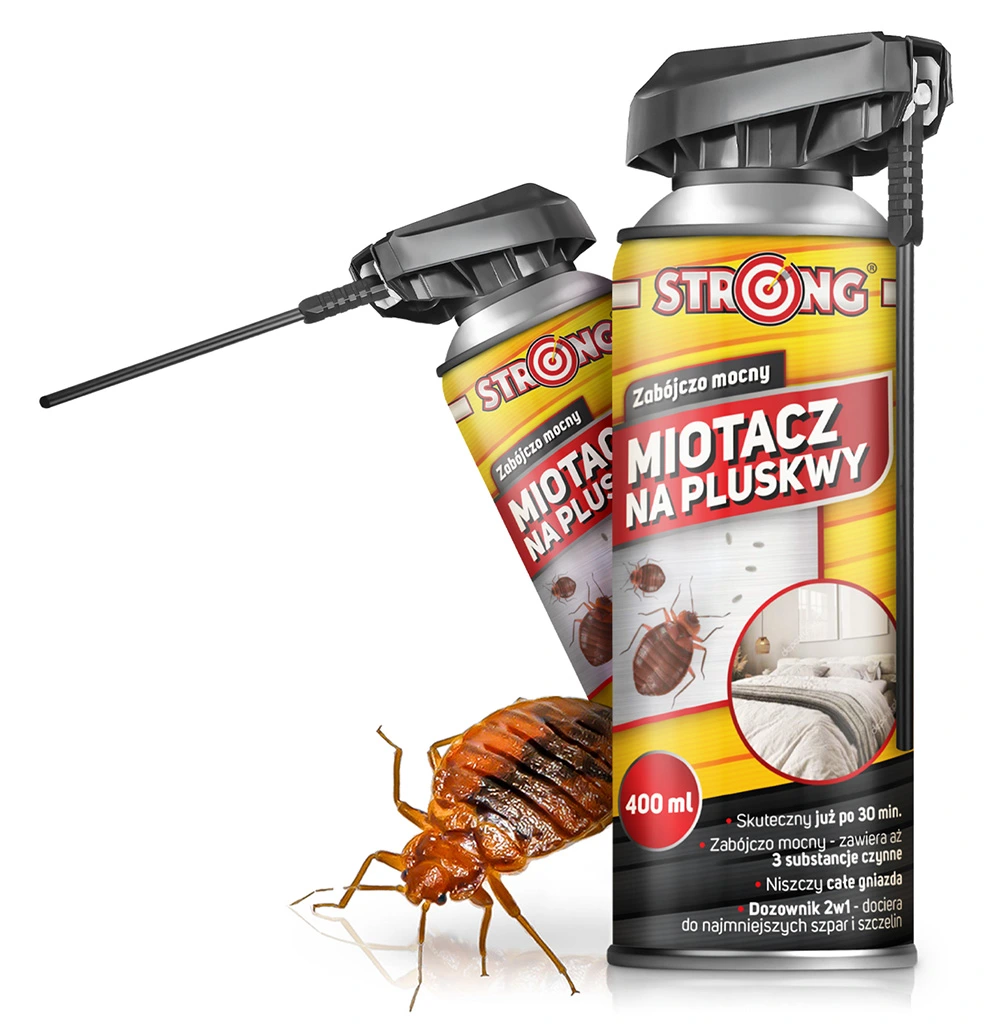 Miotacz na pluskwy STRONG 400 ml z rurką do szczelin – aerozol owadobójczy na pluskwy z precyzyjną aplikacją i szybkim działaniem