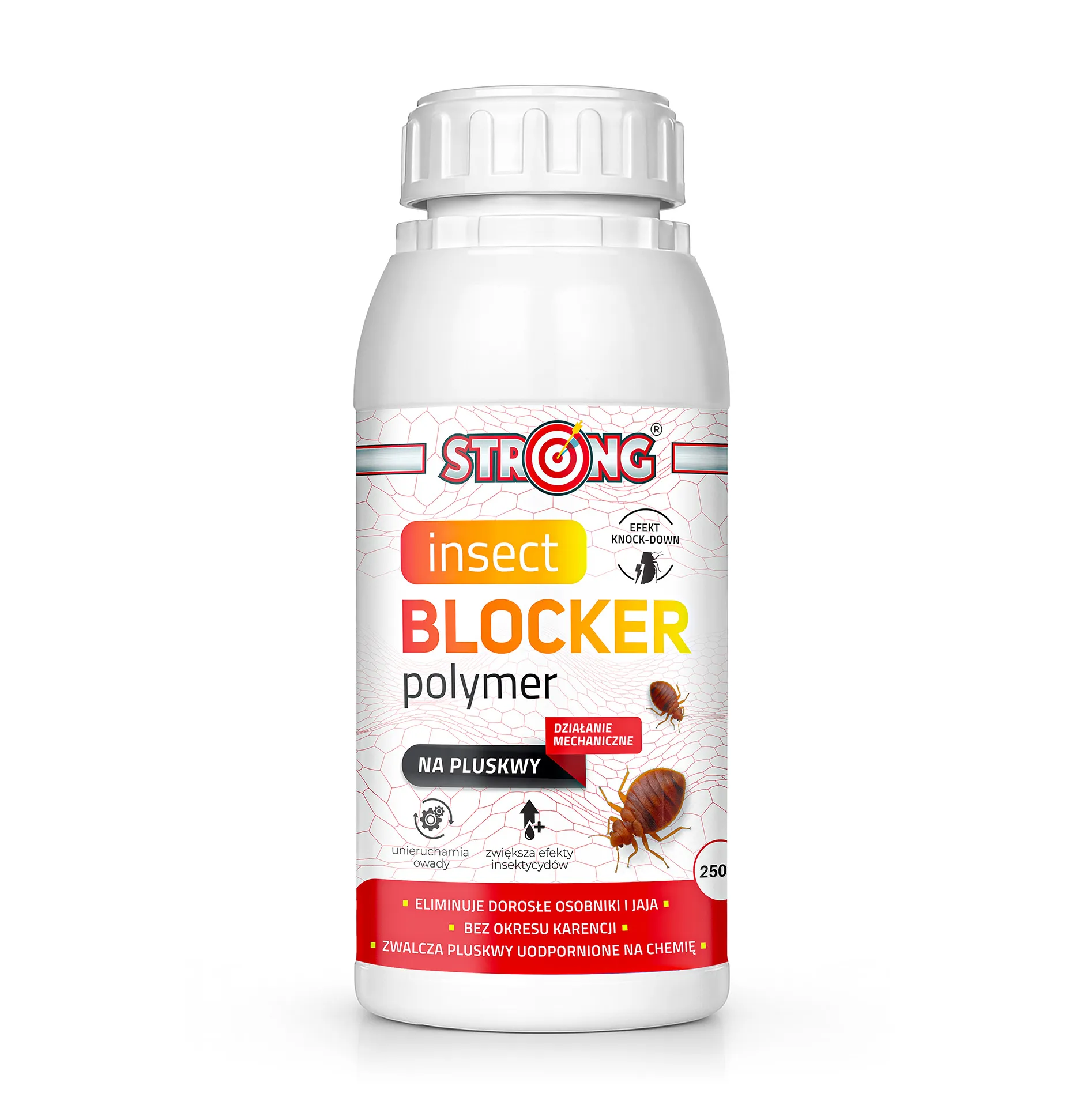 Preparat Strong Insect Blocker Polymer na pluskwy; eliminuje dorosłe osobniki i jaja, działa mechanicznie, bez okresu karencji.